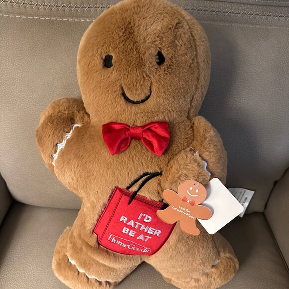 Viral I’d Rather Be At HomeGoods Gingerbread Plush with Red Bow Christmas NWT'25 - Picture 1 of 2